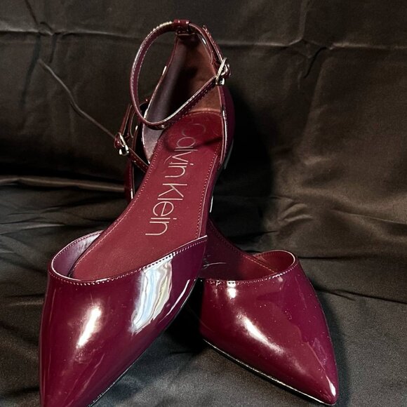 Calvin Klein Women's Plum Chocolate Leather Shoes - Picture 8 of 8